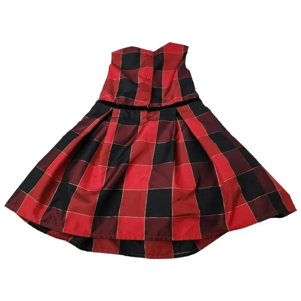 The‎ Children's Place Girls Plaid Dress 4T Plaid Red Black Holiday Party Toddler - Picture 6 of 8